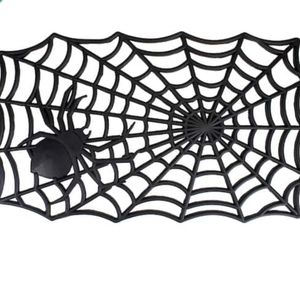 Black Spider Web Rectangular Halloween Doormat